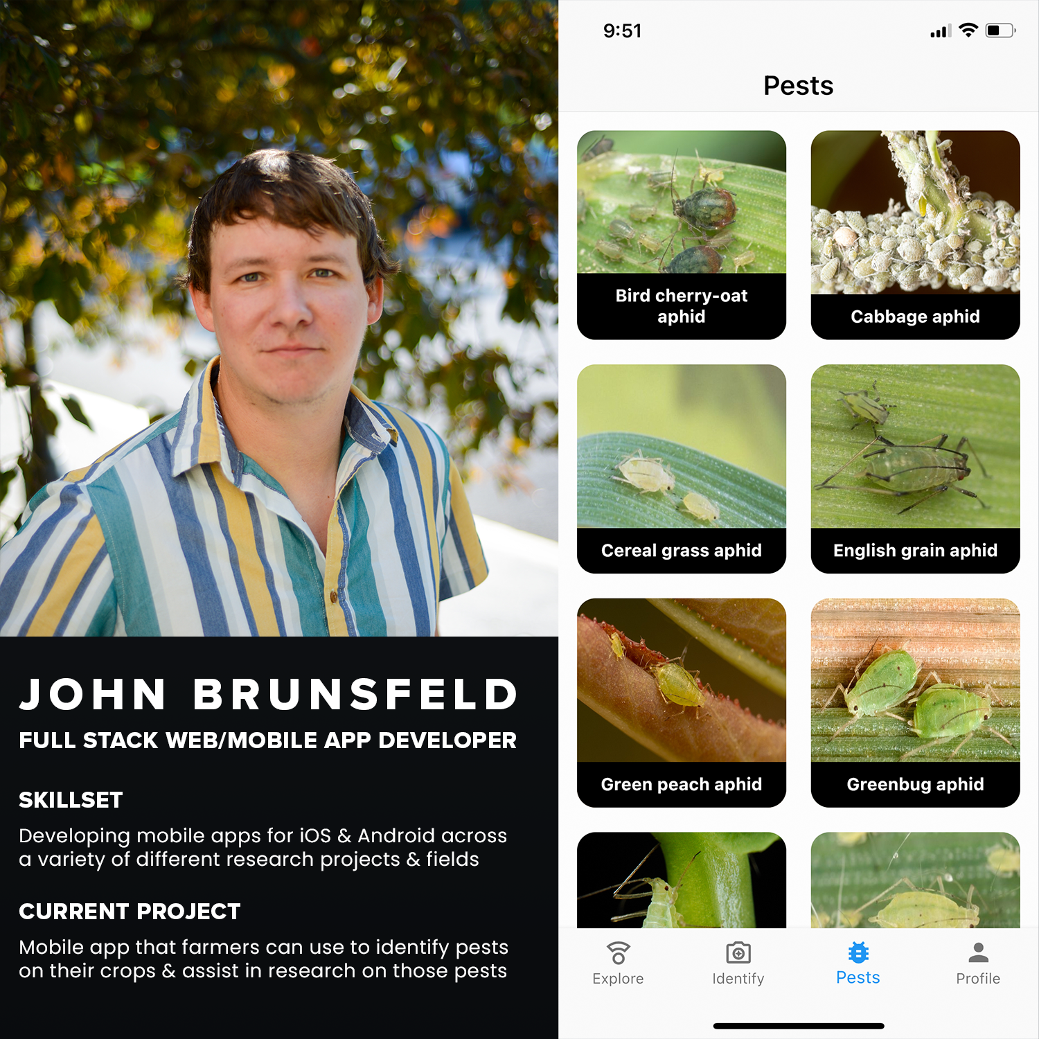 John-with-screenshot-of-pest-identification-mobile-app
